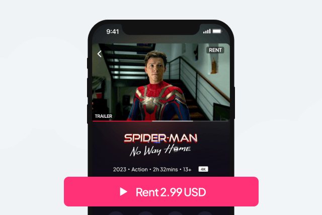 Transactional rental screen with a one-off rental price on a film